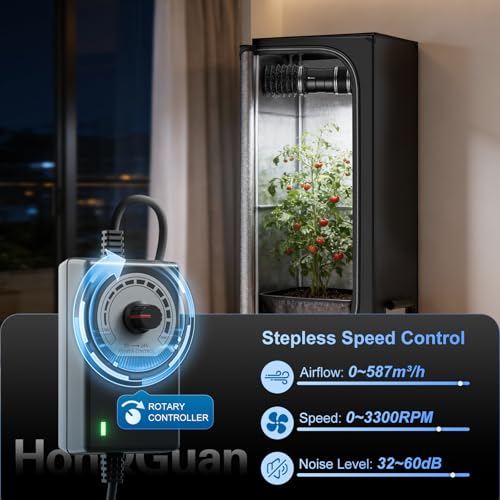Hon&Guan 6 Inch Inline Booster Duct Fan with Speed Controller - 345 CFM Airflow with 19.2W Ultra-Low Power and Low Noise - size: 6 Inch