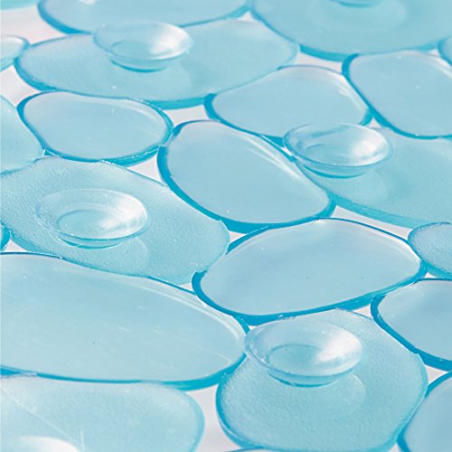 iDesign Pebblz Suction Non-Slip Bath Mat, Blue, Set of 1 | For Shower Bathtub and Stall - color: Blue