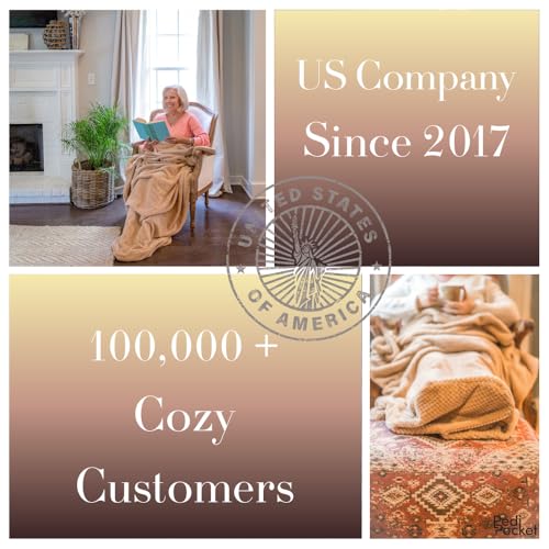 50"x70" Cozy Cappuccino Foot Pocket Blanket Plush Fleece Non-Electric - color: Cozy Cappuccino