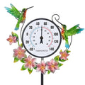 Outdoor Indoor Wall Thermometer with Hummingbird Metal Stake Outside Waterproof Decorative Temperature for Lawn Yard Pathway Patio No Batteries Required