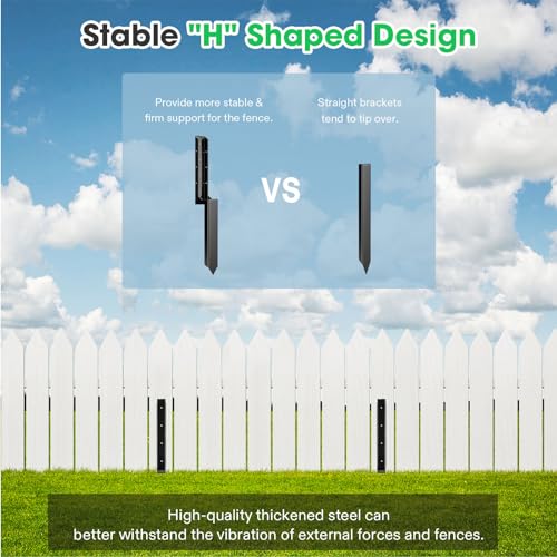 VIVOSUN 6 Pack Fence Post Repair Kit | Heavy-Duty Ground Spike with Gloves for Repairing Tilted or Broken Wood Posts