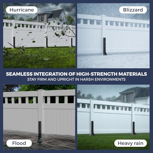 4 Pack Fence Post Repair Kit 1/8" Thickened Anchor Spike for 4x4/6x6 | 1/8" Thickened Carbon, Heavy Duty Fence Post Anchor Ground Spike, Repair Tilted, Broken 4x4/6x6 Wood Fence Post