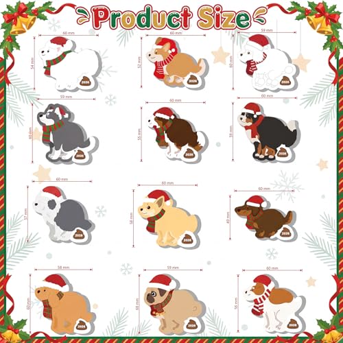 Yinder 24 Pads Dog Poop Sticky Notes Funny Christmas Party Gift | 12 Cute Puppy Designs with Memo Notes, Party Favors for Dog Lovers, Self Adhesive Tabs Office School Veterinary - style: Dog Poop