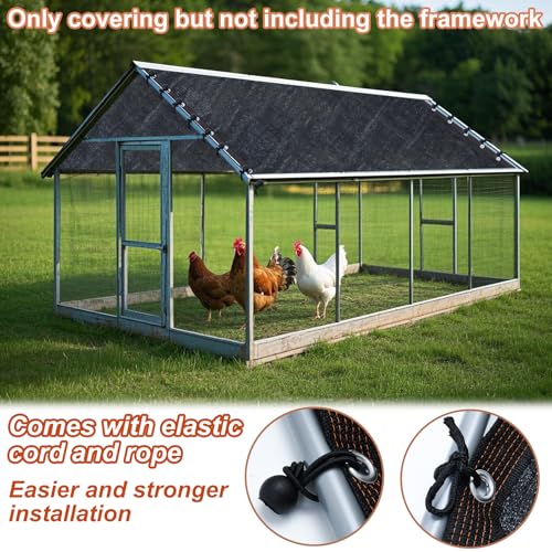 11.5×6.6 FT Chicken Run Pen Shade Cover, 90% UV‑Block Sun Shade Cloth | High Density Black Shade Netting Mesh with 20Pcs Ball Bungee Cords for Outdoor Garden Patio Yard Poultry Coop Chicken Run Pen