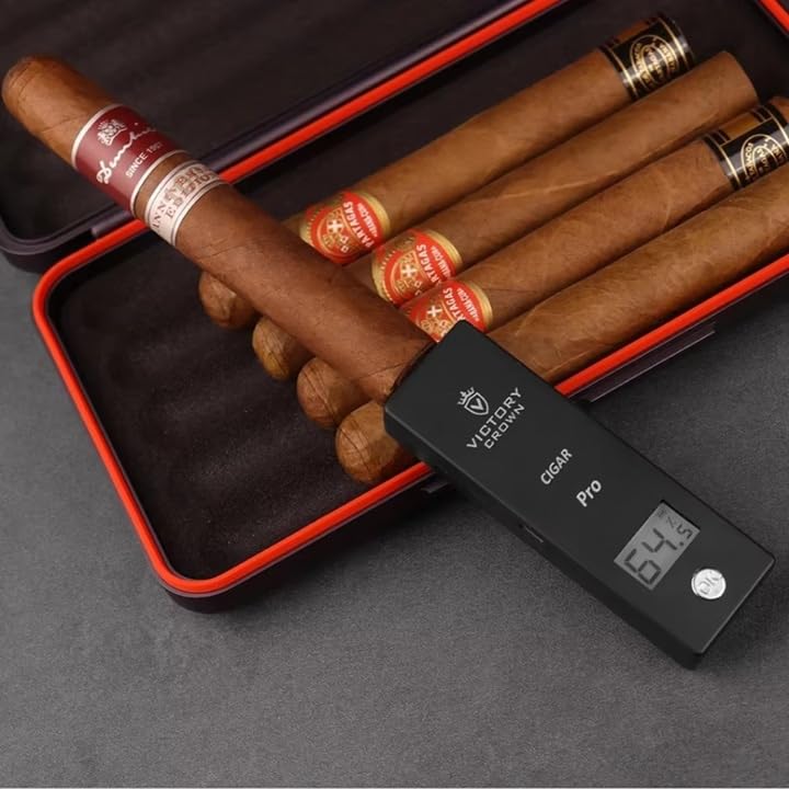 Digital Cigar Humidity Meter Portable Electric Moisture Guage Tester Reader Humidor Hygrometer Needle LCD Display Smoking Tobacco Accessories Gifts (Green) - color: Green