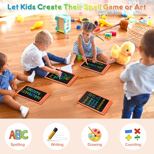 FLUESTON LCD Writing Tablet, Doodle Board Toys Gifts for 3-8 Year Old Girls Boys, 10 Inch Colorful Electronic Board Drawing Pad for Kids, Christmas Birthday Gifts for Toddler Learning Travel - color: Lively Orange, size: 11"W x 7.5"H