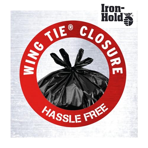 Contractor Trash Bags - 45 Gallon, 18 Bags, Wing Tie Closure, 3 MIL Thick, Gusseted Bottom, Black - Heavy Duty Industrial Strength Garbage Bags - size: 1 Count (Pack of 18)