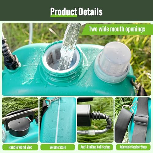 Battery Powered Sprayer 2 Gallon, Electric Pump Sprayer for Lawn & Garden | 3 Pressure Levels, LED Battery Display, 4 Spray Nozzles, Telescopic Wand, Self-Priming Pump - color: Green