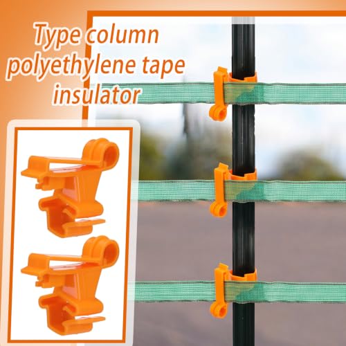 100 Pcs T-Post Poly Tape Insulator Large Snap T-Post Holding Electric Fence Insulator for Farm Fence (Orange) - color: Orange
