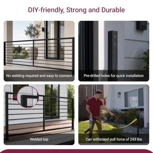 CR Fence & Rail V4 (ONLY) Horizontal Guard Rail End Post DIY Kit, Bracket Included (NOT Compatible with Other Systems) - size: V4 - 36", style: 36" - 2x End Posts