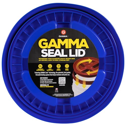 Gamma2 Gamma Seal Lid – Turn your standard utility bucket into an airtight storage container – Fits a 3.5 to 7 Gallon Bucket - Blue, Made in USA - color: Blue, size: Fits 3.5, 5, 6, & 7 Gallon Buckets