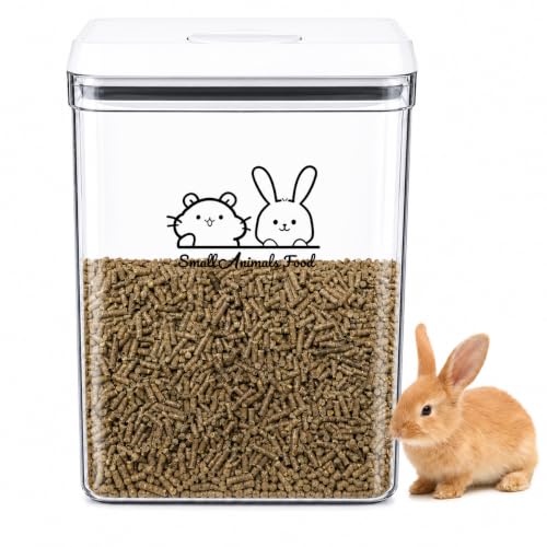 Pet Treat Storage Container,Clear Airtight Food Container One Button Opening Food Containers,with Handled Lid and Measuring Spoon Clear,for Storage Hamster Sand,Rabbit Food,Rabbit Nuggets Etc