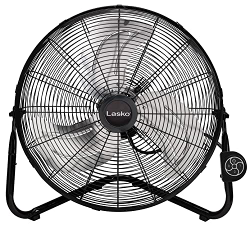 Lasko 20" High Velocity Wall Mount Fan with Pivoting Head - 3 Speeds, Remote Control, Ideal Wall Mount Fan or Floor Fan for Home, Garage, Attic, Black/Silver H20660 - color: Black/Silver