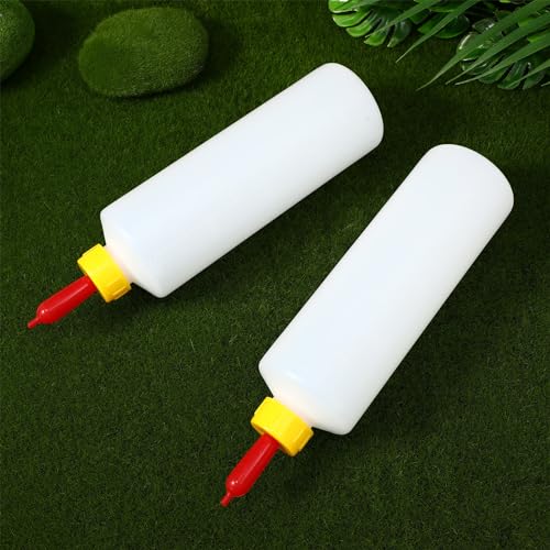 Yardwe Goat Feeding Bottles 5 Pack, 400 ml Lamb Feeding Bottles with Nipples, Plastic Livestock Milk Feeder for Baby Goats, Lambs and Calves