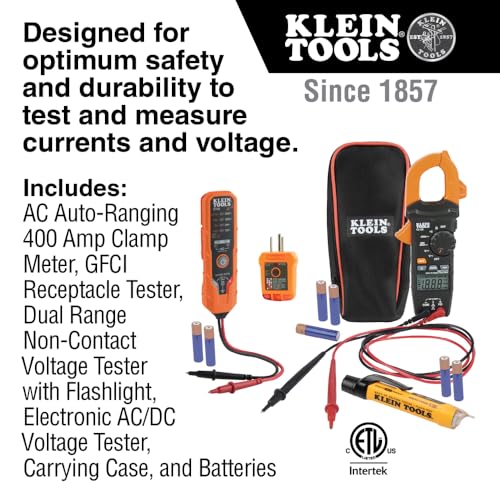Klein Tools CL120VP Electrical Voltage Test Kit with Clamp Meter, Three Testers, Test Leads, Pouch and Batteries - size: Clamp Meter & 3 Testers Set