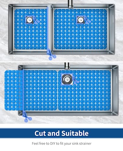 Bligli Sink Mat for Stainless Steel/Ceramic Sinks, 2 Pack 15.8x11.8 inches PVC Sink Protectors for Bottom of Kitchen Sink, Dishes and Glassware drain Mats, Durable and Fast Draining (Blue) - color: Blue