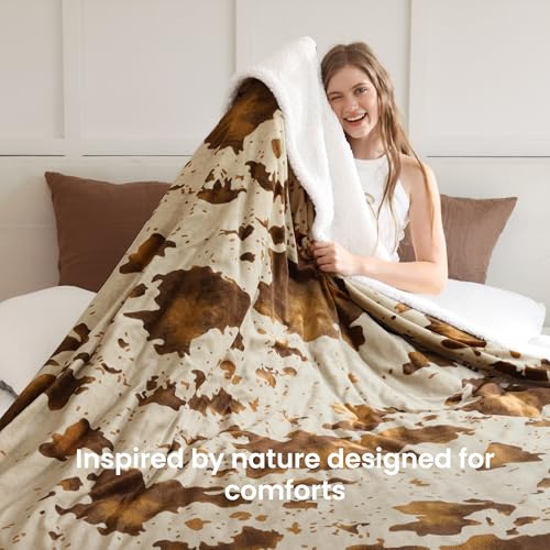 Heated Blanket Queen Blanket - Fast Heating Electric Blanket, Soft Heated Throw with 4 Time Settings,10 Heating Settings, Warm Gifts for Women Mom Grandma(84" x 90" Cow Print Apricot) - color: 05 - Apricot Ombre-khaki, size: Queen 84" x 90"
