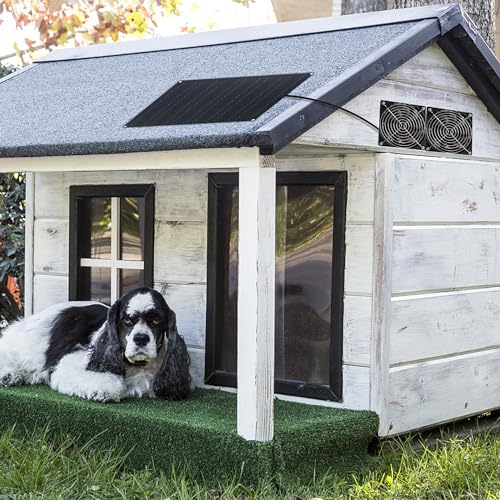 Solar Powered Fan, 15W Waterproof Solar Panel Exhaust Intake Monocrystalline Fan with 9.8Ft On/Off Cable for Outside/Inside Shed, Chicken Coop, Coop&Warehouse&Greenhouse, Doghouses Cooling Ventilation