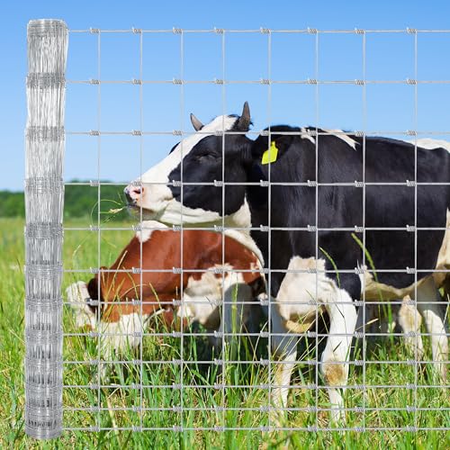 Garvee Livestock Fence, 6Ft x 328Ft Galvanized Wire Fencing, Cattle Farm Fence, Heavy Zinc Coated Deer Goat Cattle Fence for Farm Yard Livestock Protection | 1 - size: 6ft x 328ft