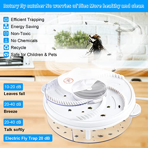 Qualirey Electric Fly Trap Automatic Rotating Insect Catcher,USB | Rotating Fly Gnat Trap Mechanism, UV Light Attracts Insects, Chemical-free Reusable for Outdoor Indoor Kitchens Patios - style: USB