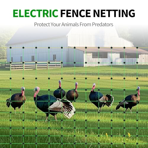 Electric Fence Netting, 49.6" H x 164' L, Portable Livestock Nets Mesh for Hogs, Cattle, Sheep,Turkey, Goat, Larger Animals,PE Net Fencing Used in Backyards, Farms and Ranches and Gardens