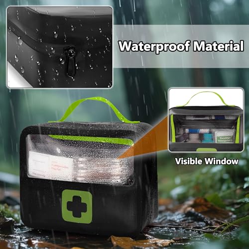 Marscamd Waterproof Empty First Aid Bag with a Detachable Panel | Small Medical Bag with Molle System, Green (Bag Only) - color: Green