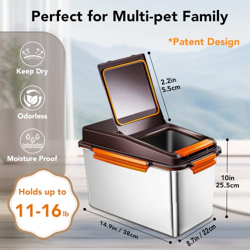 Newget 11 lb Stainless Steel Dog Food Storage Container with Scoop, Brown | Keep Food Fresh, Sturdy, Airtight, Rust-Proof, Insect-Proof, Moisture-Proof, Easy to Use, Suitable for Store All Pet Food - color: A-Brown