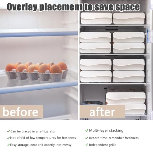 60 Egg Drawer Organizer for Refrigerator,2 Layers Transparent Egg Holder Tray for Fridge Stackable Eggs Storage Tray with Timescale