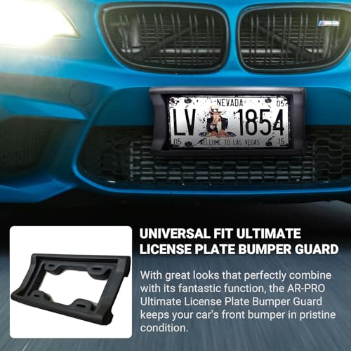 AR-PRO Ultimate License Plate Bumper Guard Screws Included - 2.3" Thick Rubber License Plate Mount Protects Bumper from Scratches and Dents - Universal Fit for Cars, Trucks, SUVs, and Vans - size: 1 Pack - Standard (2.3" Thick)