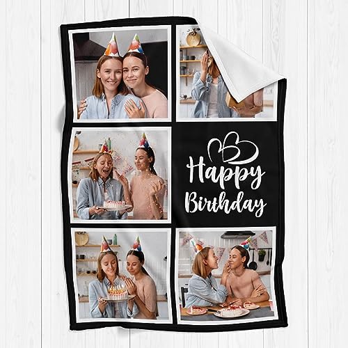 inkArts Personalized Birthday Gifts for Women, Custom Blankets with Photos, Personalized Blanket with Photos & Text, Personalized Photo Blankets - color: 5 Photo-2