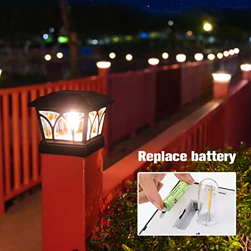 VOLISUN Solar Fence Post Cap Lights, Edison LED 2 Modes 8Pack,Slate Black | Solar powered lights fit 4x4/6x6 posts, ideal for garden, deck, mailbox, yard & porch outdoor decoration - color: Black, size: 8 pack