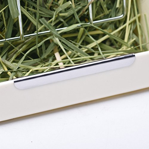 CalPalmy 2-Pack Hay Feeder for Rabbits, Guinea Pigs, and Chinchillas - Minimize Waste and Mess with 5 1/2" x 3 1/2" x 7 3/8" Hanging Alfalfa and Timothy Hay Dispenser - color: White+White, size: 5 1/2" x 3" x 7 3/8" (2-Pack)