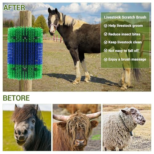2PCS Livestock Scratching Brush,Extra Large Size Livestock Scratching Brush, Massage Grooming Kit for Cattle, Sheep, Pig, Animal Back Scratching & Itch Relief, Blue-Green - color: Blue-Green