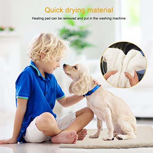 Pet Heating Pad,LED Real-Time Display of Heating Pad Temperature,Heated Bed for Dogs Cats, Preset temperatureand time,with Includes Soft Washable Fleece cover17 X 18" - size: 17*18