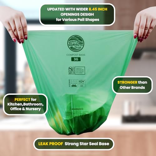 Compost Bags 3 Gallon,100 Count,Compost Food Scrap Waste Bags Fits Countertop Bin,Small Kitchen Food Scrap Waste Bags,Compost bin bags,Certified by BPI,ASTM D6400 and OK compost HOME certified - color: 3G-100count