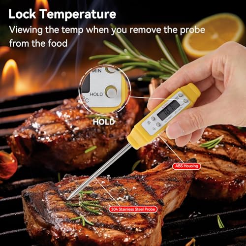 Akozon Digital Food Thermometer Automatic Calibration Pen High Accuracy Electronic Pocket Thermometer Yellow Home and Family Appliance and Decor