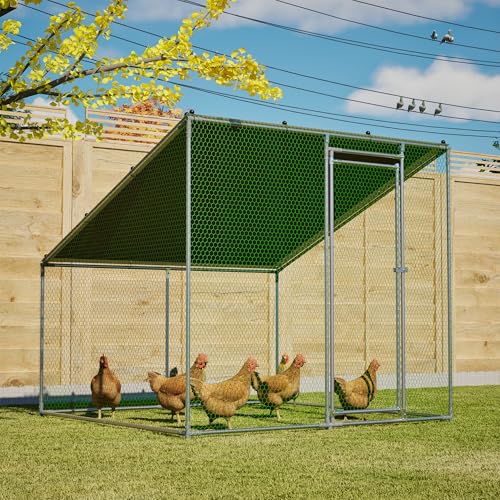 Metal Chicken Coop 84*78*72inch with Waterproof and Anti-UV Roof and Run,Walk-in Hens pen with Security Lock,Out-Door Poultry Enclosure for Small Animal Like Chickens Fence,Ducks,Rabbits Cage for Yard