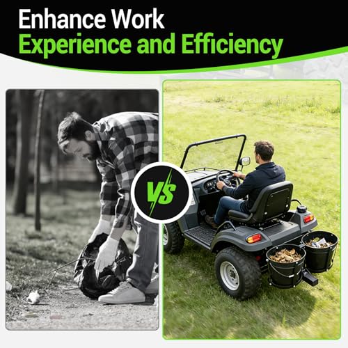 Pindex Heavy Duty ATV Pail Carrier, Universal Bucket Holder for UTV, Lawn Mowers & Tractors, Fits 2, 4 Gallon Pails up to 10-5/8" Diameter, All-Terrain Tow-Behind Bucket Caddy for Garden & Farm