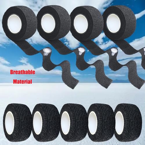 12 Pack Self Adhesive Wrap Bandage - Vet Wrap for Pets, Stretch Self-Adherent Cohesive Tape Breathable Athletic Tape Rolls (1 Inches x 5 Yards Each, Black) - color: Black