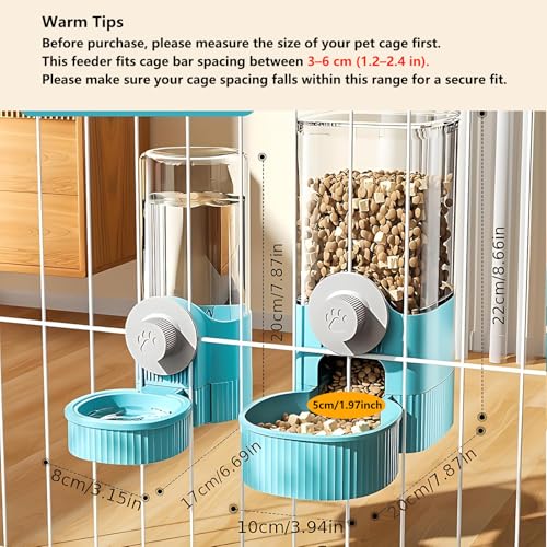 GPY Automatic Hanging Gravity Pet Feeder and Water Dispenser Set | Automatic Rabbit Bunny Feeder and Guinea Pig Water Bottle Water Dispenser for Dogs Cats Pets Animals Large Capacity (Blue) - color: Blue