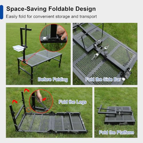 Foldable Goat Miliking Stand - 51x23 inch Metal Livestock Stand with Removable Feeding Tray, 500lbs Capacity Goat Sheep Stand for Trimming Shearing Milking Hoof with Adjustable Headpiece and Height