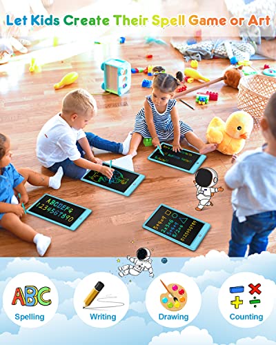 FLUESTON LCD Writing Tablet for Kids, 10 Inch Doodle Board, Colorful Drawing Pad for Toddler, Educational Travel Toy Gifts for 3-8 Year Old Girls Boys, Erase Lock Writing Board - color: Delightful Dolphin Blue, size: 11"W x 7.5"H