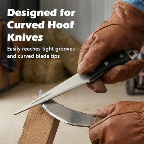 Hoof Knife Sharpener, Farrier Tool, Honing Rod with Solid Wood Handle, Portable Knife & Tool Sharpener with Lanyard for Hoof Care(Size:2 Pcs)