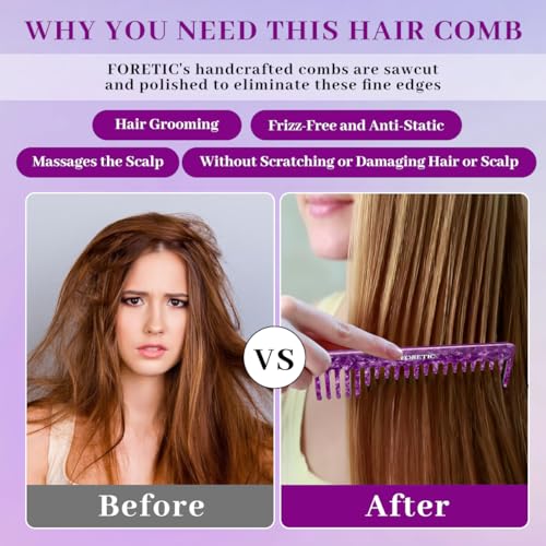 Large Wide Tooth Comb for Women, Men, and Kids - Handmade Detangler for Curly, Long, and Short Hair - Professional 6.29 Inch Hair Cutting Comb for Wet and Dry Use - size: 1PCS