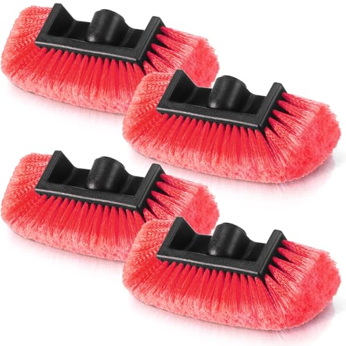 Vesici 4 Pcs Car Wash Brush Head with Soft Detailing Bristle Flow Thru Car Cleaning Brush Exterior Cars Wash Equipment for Auto Truck RV Boat Camper Washing, 10 Inch (Red) - color: Red