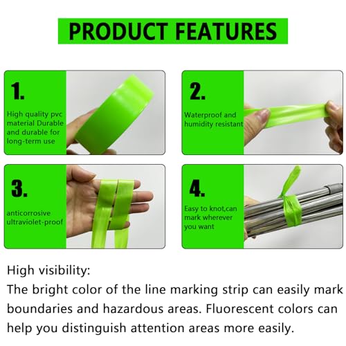 2 Pack Green Flagging Tape, Non-Adhesive, 1"*294ft | Plastic Ribbon Neon Marking Roll, Marking Tape for Tree Marking, Hunting, Boundaries and Hazardous Areas,Trail Marking - color: Green-2pcs