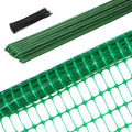 Ohuhu 3.4'x100' Plastic Garden Fence Safety Fence with 16MM Thicker Stakes | Reusable HDPE Garden Fence Roll with 25Pcs 4FT Stakes, Temporary Fence for Animal Barrier Construction Snow Fence Poultry Dog - color: Green