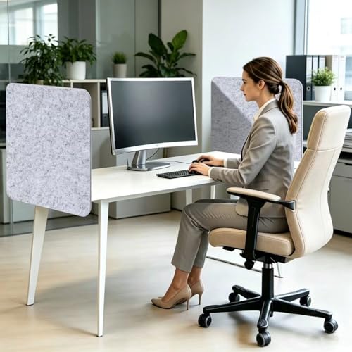 Desk Divider 2 Pcs Desk Privacy Panel 23.6'' x 23.6'',Acoustic Sound Absorbing and Noise Reducing Desk Partition for Office Desk,Clamp-on Desk Divider Partition with Adjustable Universal Base - size: 23.6''L x 23.6''W