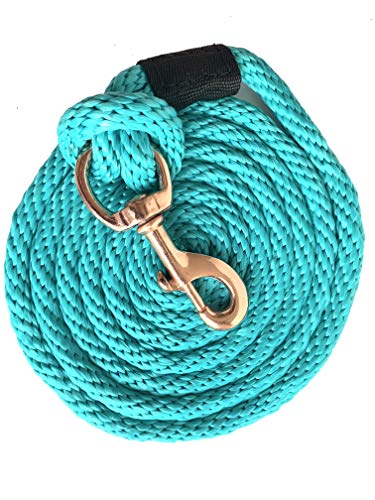 Majestic Ally Pack of 2 Solid Poly Lead Rope for Horses & Livestock – 10 Foot long and 5/8 inch Thick - Replaceable Heavy-Duty Bolt Snap – Handmade – Soft, Broken in Feel (Turquoise) - color: Turquoise