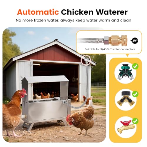 Chicken Waterer Heater for Winter 5L with Adjustable Leg Thermostat Control | Automatic Chicken Water Heated Freeze-Proof Poultry Water Heater Chciken Coop Accessories for Chicken Goose Duck